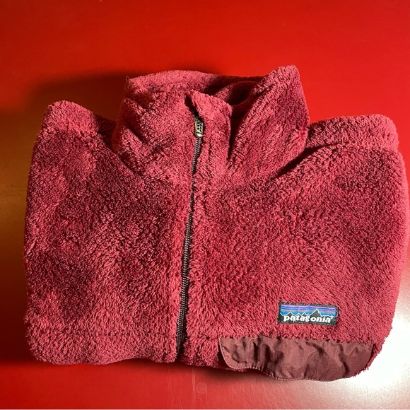 Patagonia Womens Jacket Medium Polartec Thermal Pro rug Fleece Burgundy - Picture 14 of 15